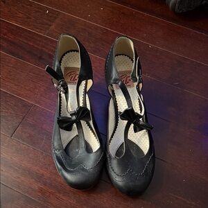 Black Women's T-Strap Heels by